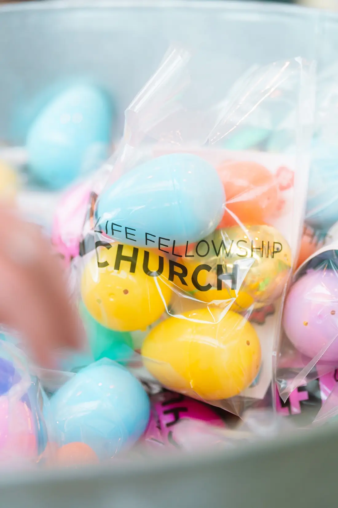 Colorful invitations in a basket